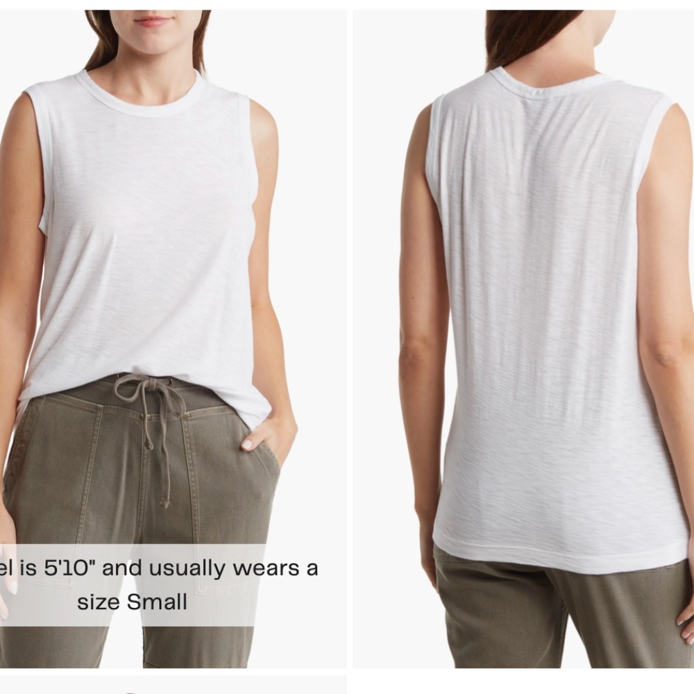 James Perse Slub Cotton White Muscle Tank